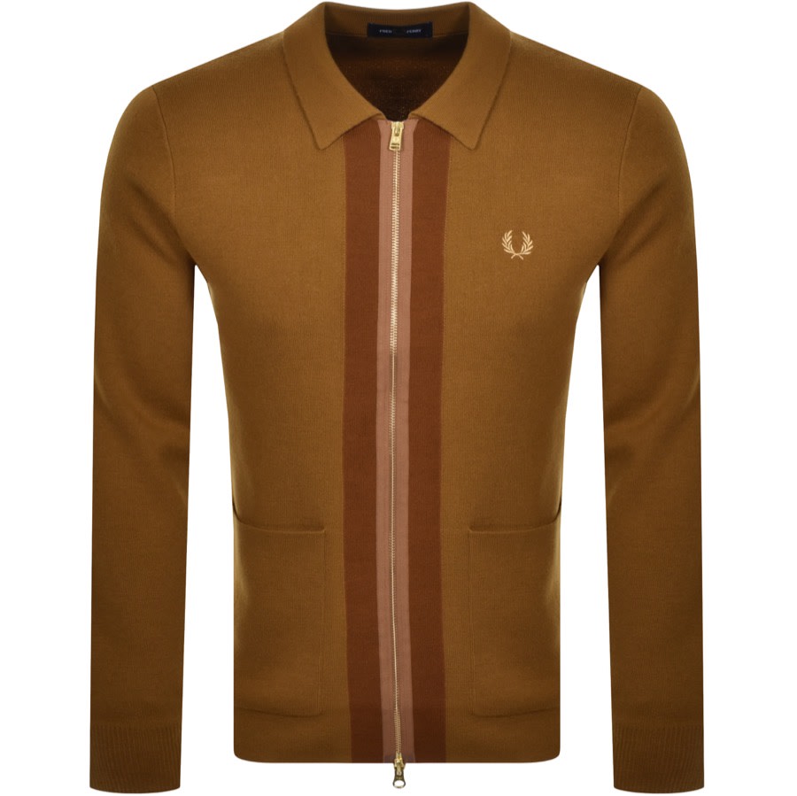 Alternative Image for ProductFred Perry Full Zip Knit Cardigan Brown1
